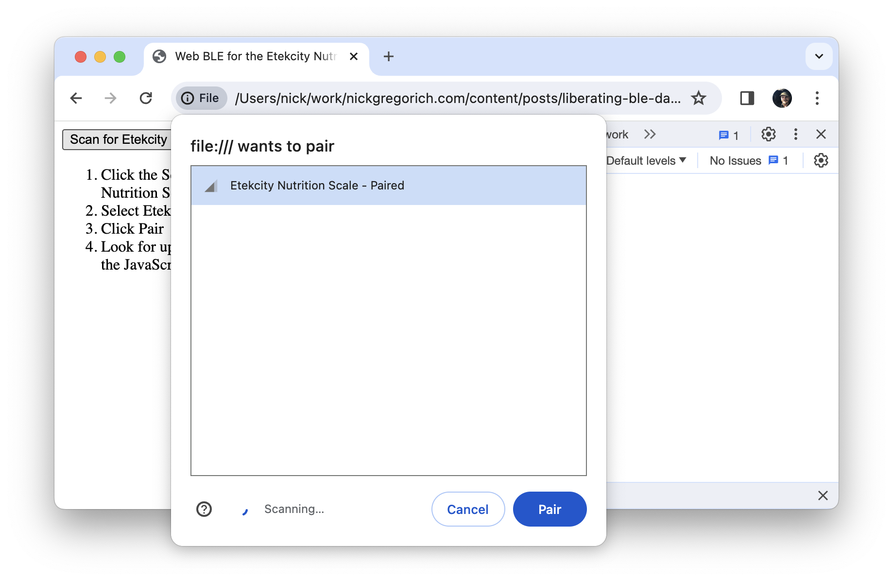 html connect to scale